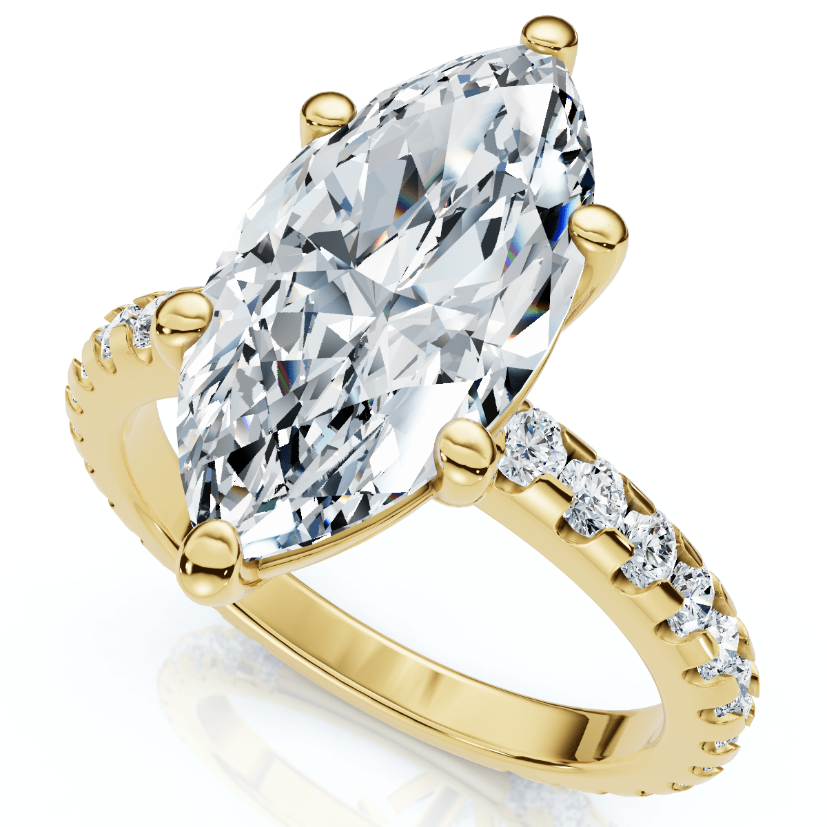 Certified 3.40Ct Marquise Diamond Engagement Ring 14k Gold Lab Grown