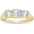 1ct Three Stone Round Diamond Engagement Ring 14K Yellow Gold Size Selectable