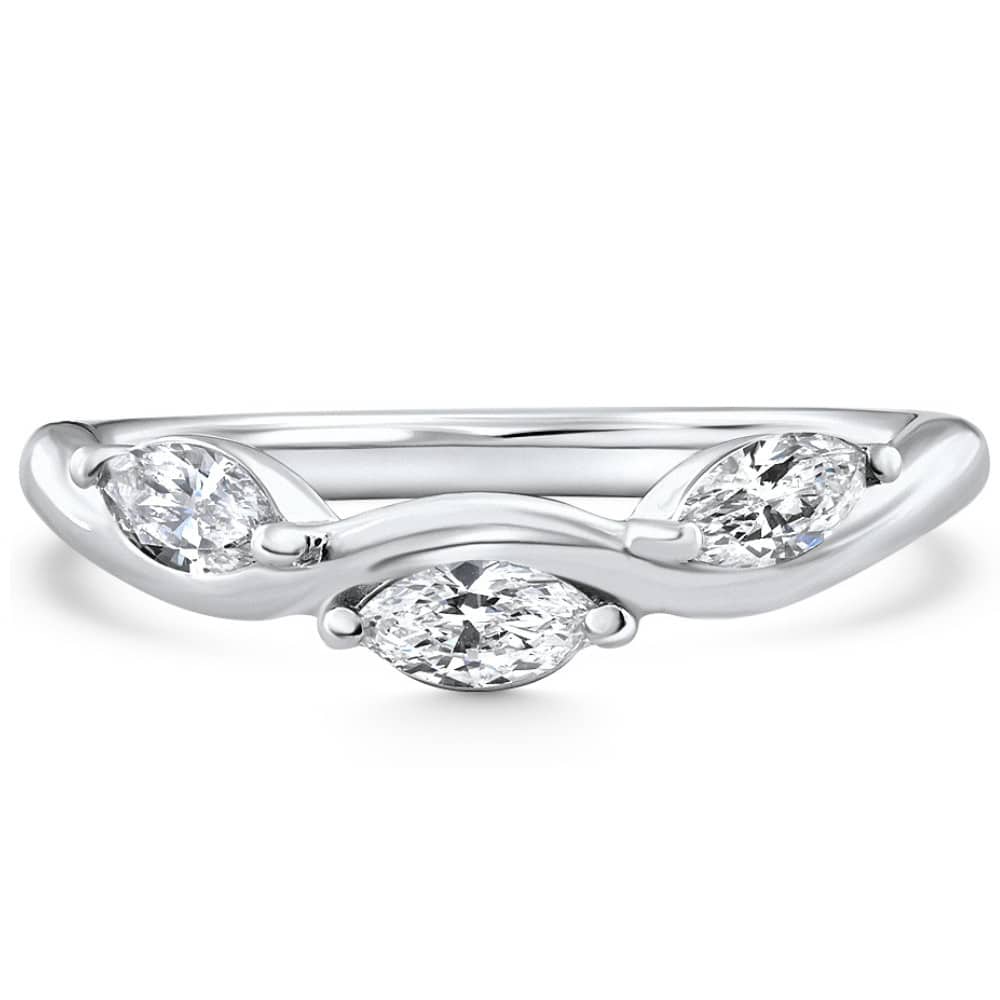 1/2Ct Marquise Diamond Contour Wedding Guard Ring Womens Band 14k Gold Lab Grown