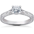1/2ct Lab Grown Vintage Scroll Solitaire Sophia Engagement Ring 14k White Gold